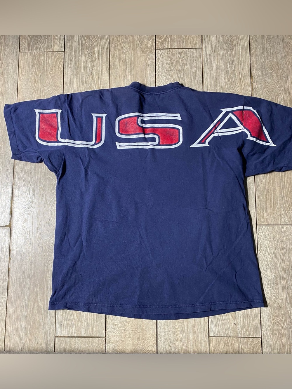 Vintage 1990s Reebok USA Big Shoulder-To-Shoulder Print Olympics Shirt Men's XL